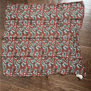 Sezane Red and Green Floral Scarf